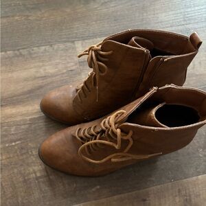 Brown Lace-Up Ankle Boots